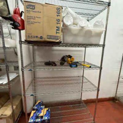 DBB591 Metro Shelving Unit with Miscellaneous Supplies
