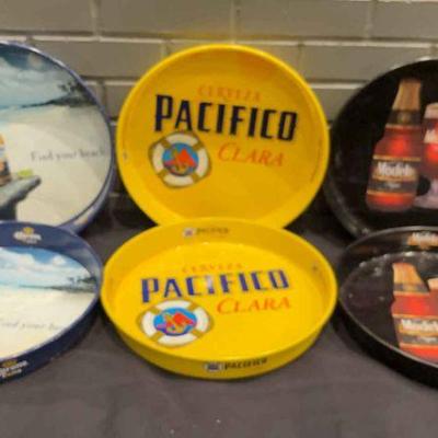 DBB148 Set of 6 Assorted Beer Serving Trays - Pacifico, Corona, Modelo