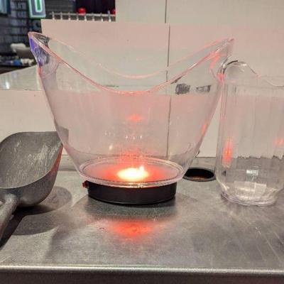 DBB113 - LED Light Champagne Plastic Ice Bucket With A Clear Pitcher And A Ice Scooper.