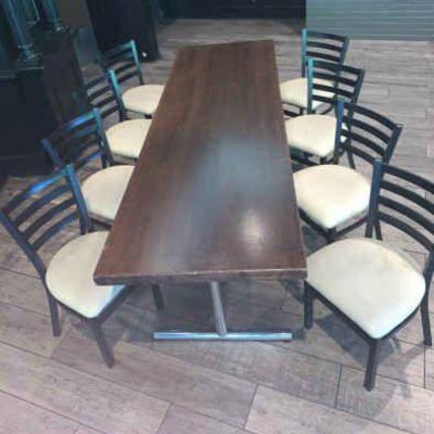 DBB057 Large Wooden Dining Table with 8 Chairs