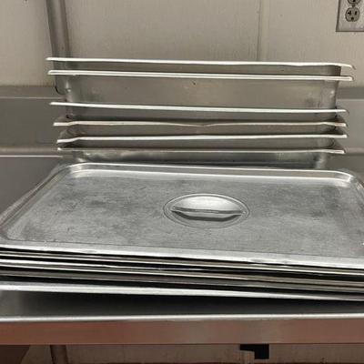 DBB389 - (6) Stainless Steel 21” Long Service Pans With Lids