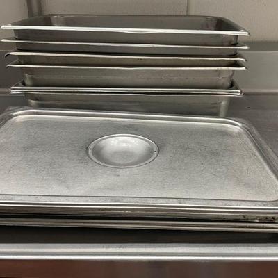 DBB392 - (6) Stainless Steel 21” Long Service Pans With Lids 