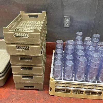 DBB509 - 22 0z Tumblers, Stemware & Glass Rack & Plastic Crates & Bins