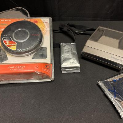 Sony Walkman CD Player + Vintage Polaroid Camera