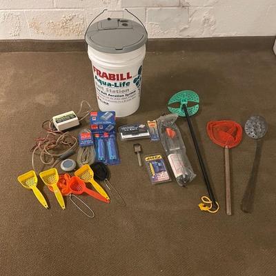Mystery Lot of Ice Fishing Accessories Including Frabill Live Bait Aeration System 