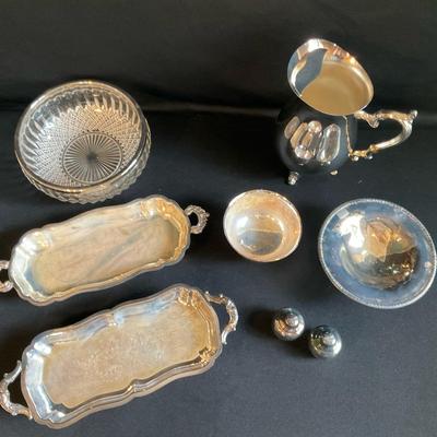 Silverplate  Serving Pieces and Lead Crystal Bowl