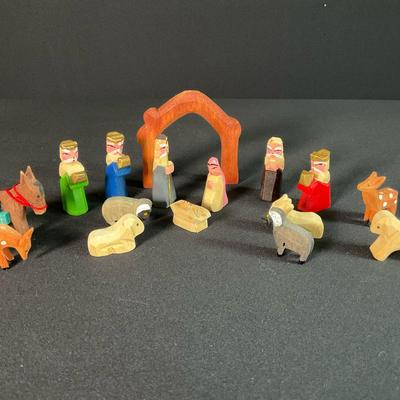 Vintage Miniature Wooden Nativity Set