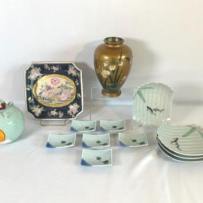 Inlaid Bronze Vase + Sushi Dishes