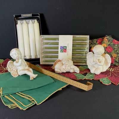 Beaded Poinsettia Table Runner, Angels & More