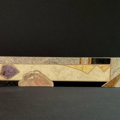 Vertical Stone Art Piece with Amethyst by F. Segal