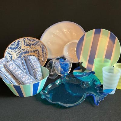 Patio Picnic Dishes In Blue