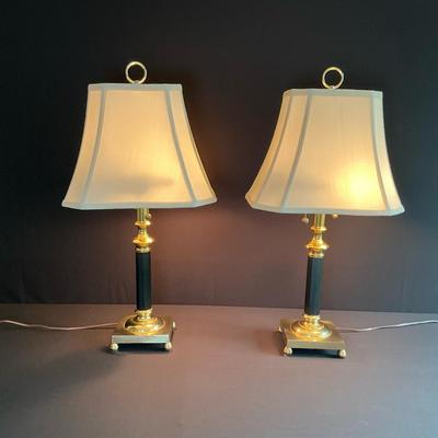 Pair Of Leviton Brass Column Lamps