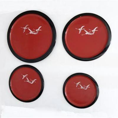 Mid Century Lacquer Ware Tray Set .jpg