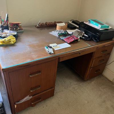 Desk With Glass Top - 33 1/2”D X 59 1/2” W X 29”H