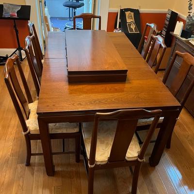 Chinese Chippendale Mahogany Dining Table W/ 8 Chairs 