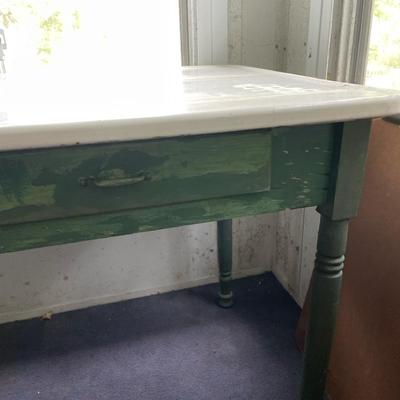 Vintage Metal Top Distressed Table