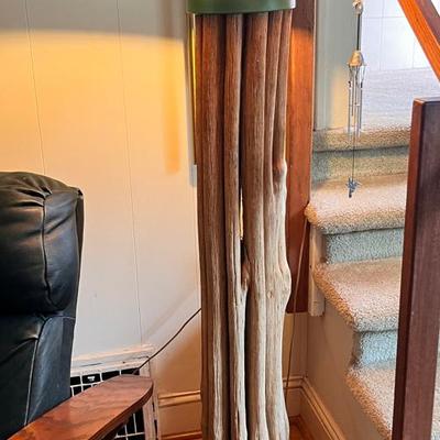 Decorative Saguaro Ribs Real Cactus Wood  Lamp with Tin Patina Lamp Shade