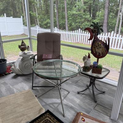 PAIR OF CHROME AND GLASS TABLES