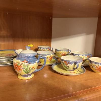 Vintage Japanese T T Takito Lusterware Tea cups and saucers with a creamer 