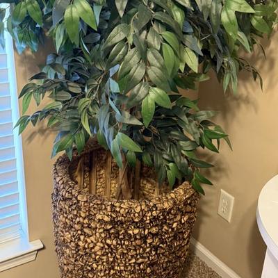 FAUX TREE IN SEAGRASS POT
