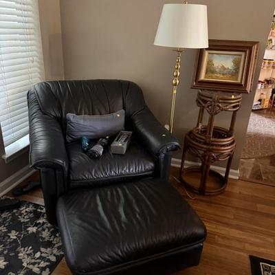 LEATHER CRAFT SOFA, LOVE SEAT, AND CHAIR WITH OTTOMAN