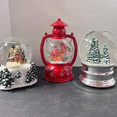 Musical Snow Globes Snowy Trees Barn Cardinals Lantern Silver Bells