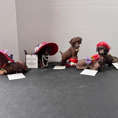 (5) Divas Dachshund Dogs w/ Hat-titude Collection Red Hat Society