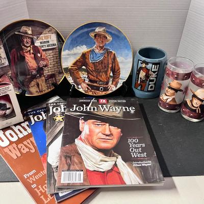 John Wayne Lot (9) Mugs Plates Books Drinking Glasses Ornament 
