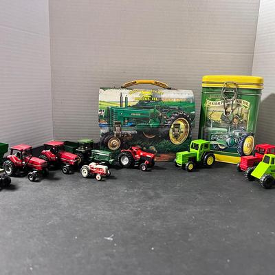 John Deere Lot Lunchbox & Cookie Tin, Tractors Wagon Toys 