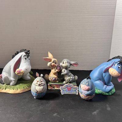 Disney Eyeore Figures Lot (5) Egg Shape Rabbit Ceramic Jim Shore Rabbit 