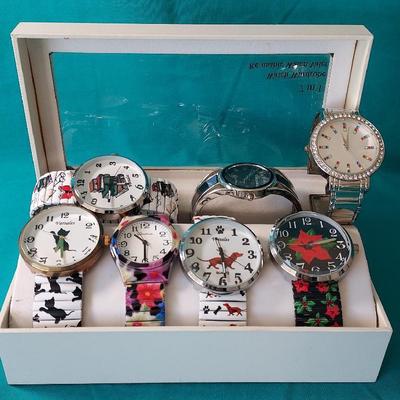 (6) Versales Watches Books Cats Weiner Dog Flowers Poinsettia Gemstones