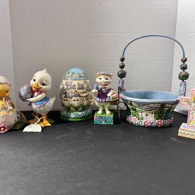 Jim Shore Spring Figures (6) Egg Duck Chick Basket Cross Kitten 