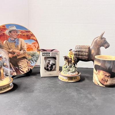 John Wayne Lot (6) Mug Wood Carved Horse Plate Figures Ornament 