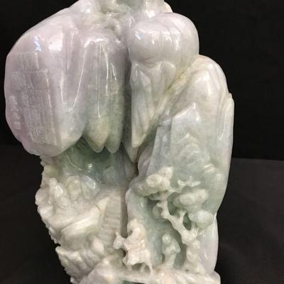Mutton-Fat Jade Narrative Scene – Scholar, Nature & Inscriptions