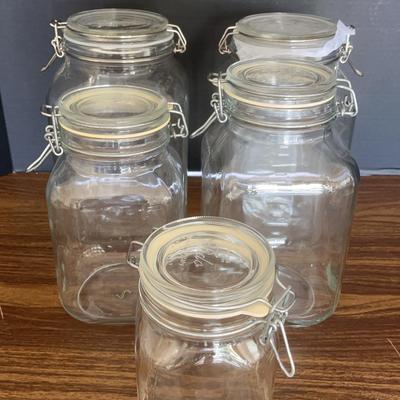 5 Glass Jars With Clamp Lids 