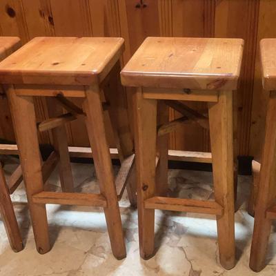 4 Wood Bar Stools