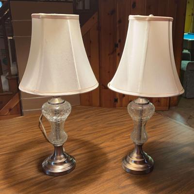 Pair Of Silver And Glass Lamps