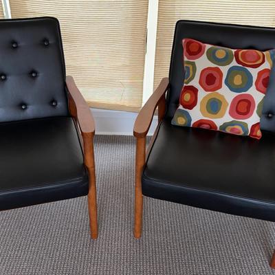 Wood Chairs With Leather-style Upholstery