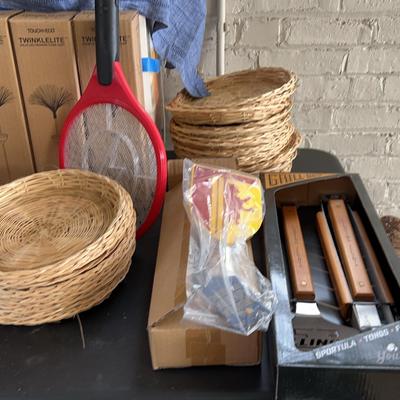 Grilling: Wicker Plate Holders, Grilling Tools, Twinkle lights & Bug Zapper.