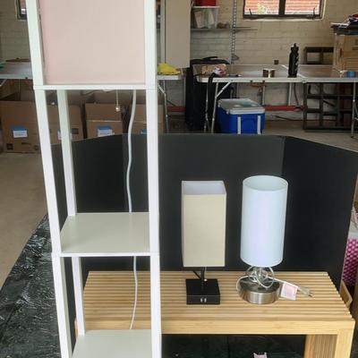 3 Lamps & Wood Bench