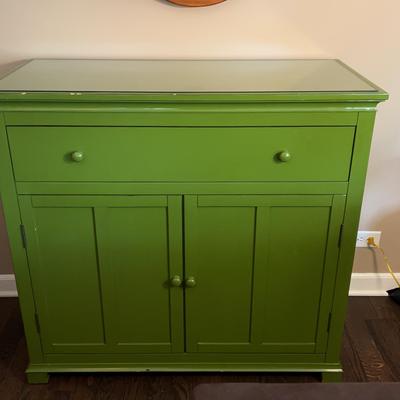 Green Cabinet With Glass Top