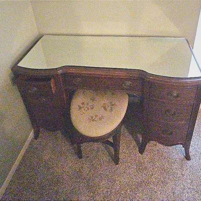 Vintage Vanity And Stool 