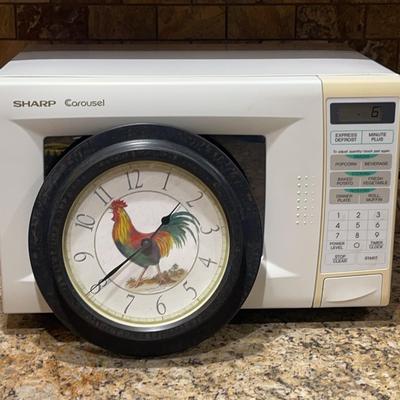 Sharp Carousel Microwave And Rooster Clock