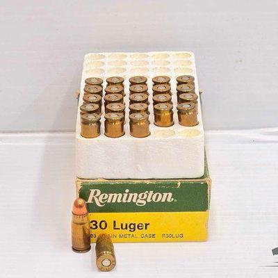 Sale Photo Thumbnail #163: #2012 • (25) Rounds of Remington 30 Luger Ammo

