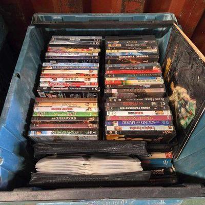Sale Photo Thumbnail #504: #6520 • Tote of Movie CD's, VHS's & Signed Vinyl Record
