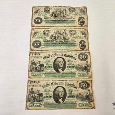 #1554 • 1872 South Carolina Revenue Bond Scrip Sheet
