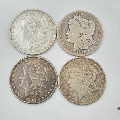 #1350 • (4) Morgan Silver Dollars
