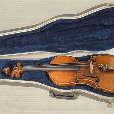 #2422 • Violin with Joseph Joachim Carved in Back with Case
