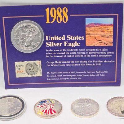 Sale Photo Thumbnail #52: #1254 • (5) Silver Eagle Coins
