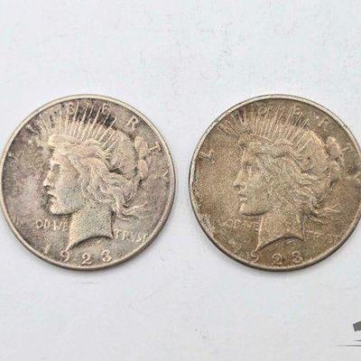 #1354 • (2) 1923 Peace Silver Dollars
